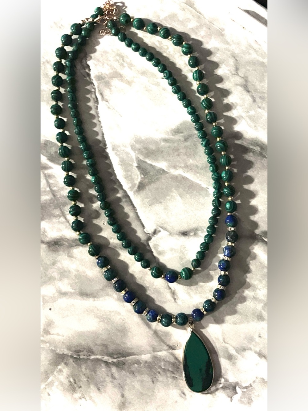 Green and Blue Beaded Layered Necklace - Elegant Women’s Jewelry